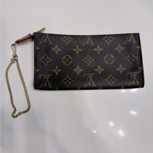 Louis Vuitton Brown Monogram Wristlet with Gold Hardware